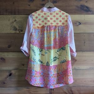 Soft Surroundings Bright Panel Seersucker Top S